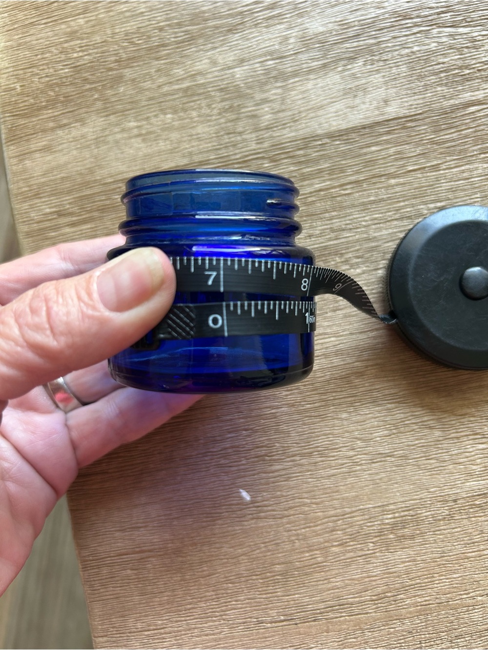 Antique Cobalt Blue Glass Noxzema Apothecary Jar - Great for ring earrings small - Picture 9 of 10